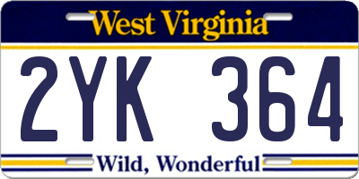 WV license plate 2YK364