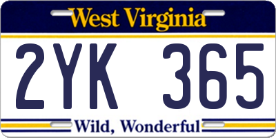 WV license plate 2YK365