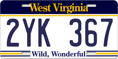 WV license plate 2YK367