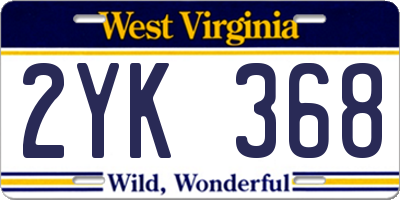WV license plate 2YK368