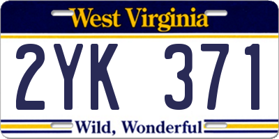 WV license plate 2YK371