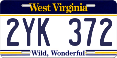WV license plate 2YK372