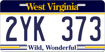 WV license plate 2YK373