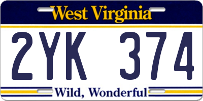 WV license plate 2YK374