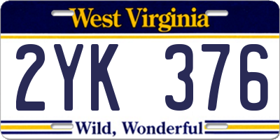WV license plate 2YK376