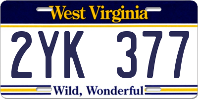 WV license plate 2YK377