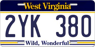 WV license plate 2YK380