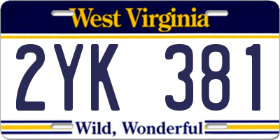 WV license plate 2YK381