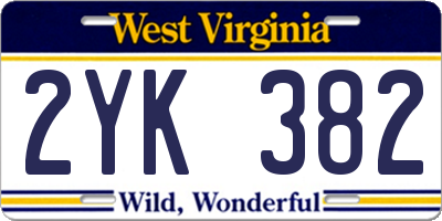 WV license plate 2YK382