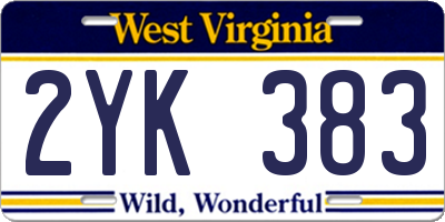 WV license plate 2YK383