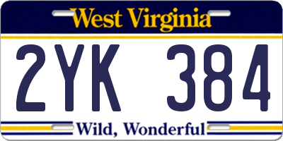 WV license plate 2YK384