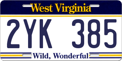 WV license plate 2YK385