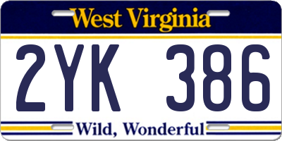 WV license plate 2YK386