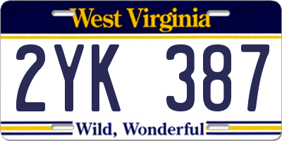 WV license plate 2YK387