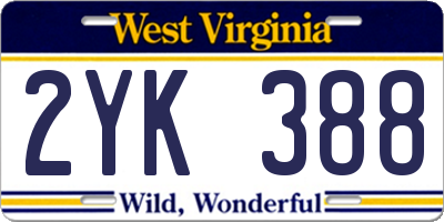 WV license plate 2YK388