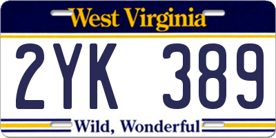 WV license plate 2YK389