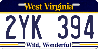 WV license plate 2YK394