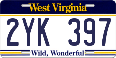 WV license plate 2YK397