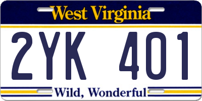 WV license plate 2YK401