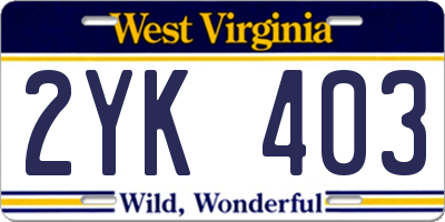 WV license plate 2YK403