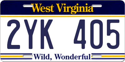 WV license plate 2YK405