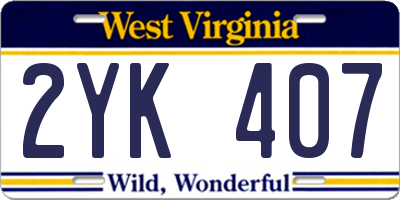 WV license plate 2YK407