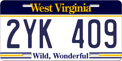 WV license plate 2YK409