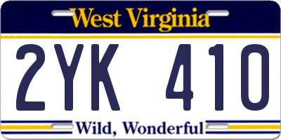 WV license plate 2YK410