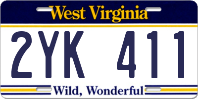WV license plate 2YK411