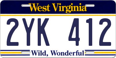 WV license plate 2YK412