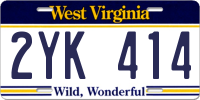 WV license plate 2YK414