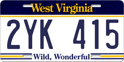 WV license plate 2YK415