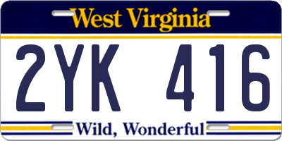 WV license plate 2YK416