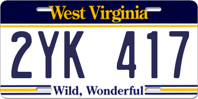 WV license plate 2YK417
