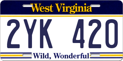 WV license plate 2YK420