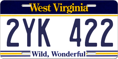 WV license plate 2YK422