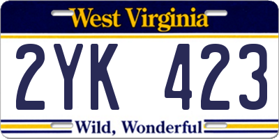 WV license plate 2YK423
