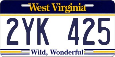 WV license plate 2YK425