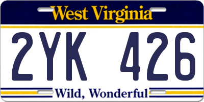 WV license plate 2YK426