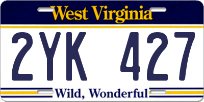 WV license plate 2YK427