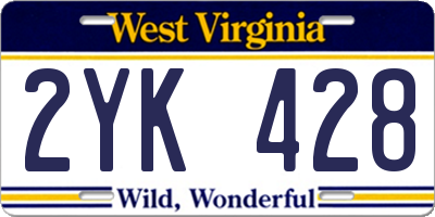 WV license plate 2YK428