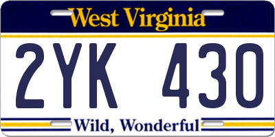 WV license plate 2YK430