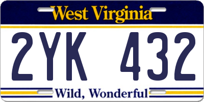 WV license plate 2YK432