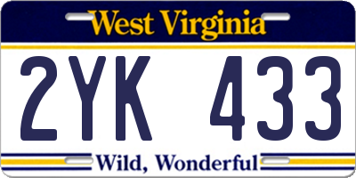 WV license plate 2YK433