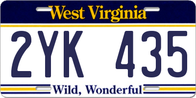 WV license plate 2YK435
