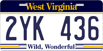 WV license plate 2YK436