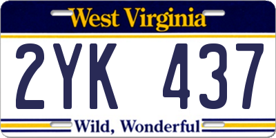 WV license plate 2YK437