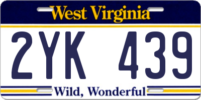 WV license plate 2YK439