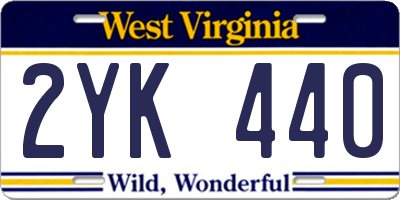 WV license plate 2YK440