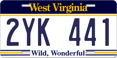 WV license plate 2YK441